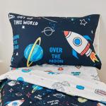 beeweed 2 Sides Design Rocket Toddler Comforter Set, 4 Pieces Space Ship Toddler Bedding Set Boys Girls, Includes Comforter, Fitted Sheet, Flat Sheet & Reversible Pillowcase