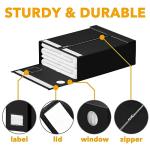 SpaceAid 6 Pack Bed Sheet Organizers and Storage, Foldable Sheet Organizer for Linen Closet, Sheets Set Folder Keeper with Window XL (Queen & King Size) Bedding Container, (Black, 6 Pack)