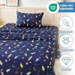 Swiftify Twin Bed Sheets Set for Boys, 3-Piece Bed Sheet Set for Toddler, Soft Brushed Microfiber Bedding, Deep Pocket, Wrinkle & Fade Resistant, Space Rocket