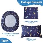 Swiftify Twin Bed Sheets Set for Boys, 3-Piece Bed Sheet Set for Toddler, Soft Brushed Microfiber Bedding, Deep Pocket, Wrinkle & Fade Resistant, Space Rocket