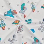 beeweed 2 Sides Design Rocket Toddler Comforter Set, 4 Pieces Space Ship Toddler Bedding Set Boys Girls, Includes Comforter, Fitted Sheet, Flat Sheet & Reversible Pillowcase