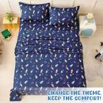 Swiftify Twin Bed Sheets Set for Boys, 3-Piece Bed Sheet Set for Toddler, Soft Brushed Microfiber Bedding, Deep Pocket, Wrinkle & Fade Resistant, Space Rocket