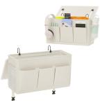 Edudif Dual-purpose Bedside Caddy Bedside Organizer, Bed Caddy with 6 Pockets, Versatile Bedside Storage Solution Magazine Remotes holder, ideal for Home, Dorm, Hospital, Crib Bed (White 2pcs)