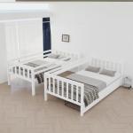 FJTJBSI Solid Wood Bunk Bed with Charging Station and LED Lights Detachable Bunk Bed Twin Over Twin with 2 Storage Drawers Full Size Bed Frame with Guardrail and Ladder for Kids Adults Bedroom