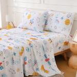 CIMVI Full Size Sheet Sets Kids Spcace Dinosaur Bed Sheets for Boys 15-Inch Deep Pocket Fitted Sheet Soft Breathable Microfiber Bedding Sets with Pillowcases 4 Pieces