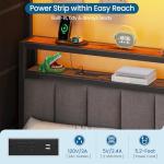 Twin Over Twin Bunk Bed with 8 Storage Drawers, Upholstered Storage Headboard, Charging Station and LED Lights, Heavy-Duty Metal Bunk Bed with Safety Guardrail & Ladder, Twin Bunk Beds for Kids, Teens