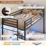 DICTAC Triple Bunk Bed for Kids with Storage Drawers and Charging Station Twin Over Twin Metal Bunk Bed with Storage Shelves and Box,3 Beds with Guardrails and Ladder, No Box Spring Needed, Black