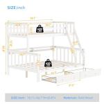 FJTJBSI Solid Wood Bunk Bed with Charging Station and LED Lights Detachable Bunk Bed Twin Over Twin with 2 Storage Drawers Full Size Bed Frame with Guardrail and Ladder for Kids Adults Bedroom