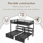 Harper & Bright Designs Triple Bunk Bed for Kids, Full XL Over Twin Over Twin Metal Bunk Beds with Drawers & 2 Shelves & USB, Triple Bunk Beds for Kids,Teens, Adults, Black