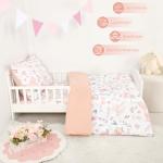 GFU 4 Piece Toddler Bedding Set, Ultra Soft and Breathable Toddler Comforter Sets for Girls Includes Quilted Comforter, Fitted Sheet, Flat Sheet and Pillowcase, Pink Flowers