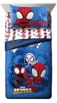 Jay Franco Marvel Spidey and His Amazing Friends Team Spidey 4 Piece Toddler Size Bed Set – Super Soft Microfiber - Includes Comforter & Sheet Set Bedding (Official Marvel Product)