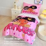 GRAT TIOC 4 Piece Toddler Bedding Set for Girls,Toddler Black Girl Magic Comforter Set,Black Princess Toddler Bed Comforter Set Includes Comforter, Flat Sheet,Fitted Sheet,Pillowcase