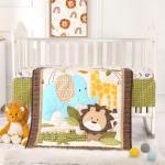 Wowelife Safari Crib Bedding Set, Mini Crib Bedding Set Boy 3-Piece Mini Crib Comforter Set, Nursery Bedding Sets for Boys Include Crib Comforter, Skirt and Sheet, Brown