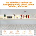 FJTJBSI Solid Wood Bunk Bed with Charging Station and LED Lights Detachable Bunk Bed Twin Over Twin with 2 Storage Drawers Full Size Bed Frame with Guardrail and Ladder for Kids Adults Bedroom