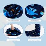 david's kids 4 Piece Toddler Bedding Set - Soft Breathable Toddler Bedding Set for Boys Girls, Includes Quilted Comforter, Flat Sheet, Fitted Sheet and Pillowcase, Dinosaur Navy