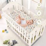 Wowelife Safari Crib Bedding Set, Mini Crib Bedding Set Boy 3-Piece Mini Crib Comforter Set, Nursery Bedding Sets for Boys Include Crib Comforter, Skirt and Sheet, Brown