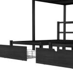 Harper & Bright Designs Triple Bunk Bed for Kids, Full XL Over Twin Over Twin Metal Bunk Beds with Drawers & 2 Shelves & USB, Triple Bunk Beds for Kids,Teens, Adults, Black