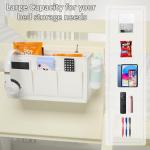 Edudif Dual-purpose Bedside Caddy Bedside Organizer, Bed Caddy with 6 Pockets, Versatile Bedside Storage Solution Magazine Remotes holder, ideal for Home, Dorm, Hospital, Crib Bed (White 2pcs)
