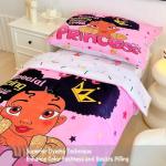 GRAT TIOC 4 Piece Toddler Bedding Set for Girls,Toddler Black Girl Magic Comforter Set,Black Princess Toddler Bed Comforter Set Includes Comforter, Flat Sheet,Fitted Sheet,Pillowcase