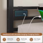 DICTAC Triple Bunk Bed for Kids with Storage Drawers and Charging Station Twin Over Twin Metal Bunk Bed with Storage Shelves and Box,3 Beds with Guardrails and Ladder, No Box Spring Needed, Black