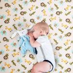 Wowelife Safari Crib Bedding Set, Mini Crib Bedding Set Boy 3-Piece Mini Crib Comforter Set, Nursery Bedding Sets for Boys Include Crib Comforter, Skirt and Sheet, Brown