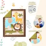 Wowelife Safari Crib Bedding Set, Mini Crib Bedding Set Boy 3-Piece Mini Crib Comforter Set, Nursery Bedding Sets for Boys Include Crib Comforter, Skirt and Sheet, Brown