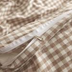 Nayoroom Gingham Duvet Cover Queen Size 100% Washed Cotton Brown Tan Plaid Checkered Comforter Cover 3 Pcs Soft Breathable Grid Farmhouse Dorm Bedding Set for All Seasons