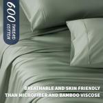 Shilucheng 100% Cotton Queen Size Sheets Set - 600 Thread Count，Luxury Egyptian Cotton Bed Sheets，5-Star Hotel Quality Sheets, Breathable & Cooling, 16 Inch Deep Pocket - 4 Piece (Sea Glass, Queen)