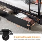 VINGLI Twin Over Twin Bunk Bed with LED Lights