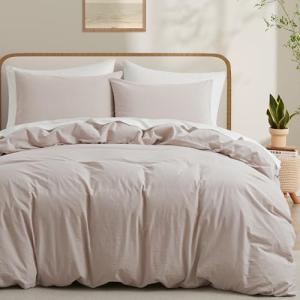 LOVQUE Queen Duvet Cover Set in Light Grey