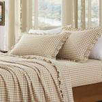 Plaid Ruffle Pillow Cases Set for Queen Size