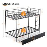 VINGLI Twin Over Twin Bunk Bed with LED Lights