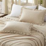 Plaid Ruffle Pillow Cases Set for Queen Size