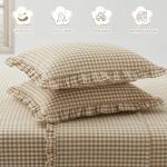 Plaid Ruffle Pillow Cases Set for Queen Size