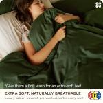 Bedsure Cotton Duvet Cover Queen, 100% GOTS Organic Cotton Duvet Cover Set, Fair Trade Certified Queen Bedding, Eco-Friendly, Ultra-Soft, Breathable Home Bedding for All Seasons(Olive Green, 90"x90")