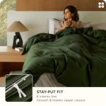 Bedsure Cotton Duvet Cover Queen, 100% GOTS Organic Cotton Duvet Cover Set, Fair Trade Certified Queen Bedding, Eco-Friendly, Ultra-Soft, Breathable Home Bedding for All Seasons(Olive Green, 90"x90")