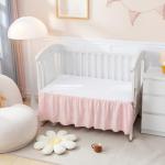PINNKKU 3-Piece Crib Bedding Set for Boy Girls, Includes Skirt, Blanket and Sheet, Baby Bedding, Pintuck Pinch Pleat Pink