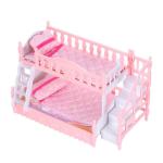 TOYANDONA Dollhouse Bunk Bed 1/12 Scale - Pink Miniature Doll Bunk Bed Dollhouse with Ladder Sheets Pillows for Doll House Furniture Accessories