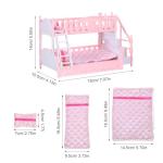 TOYANDONA Dollhouse Bunk Bed 1/12 Scale - Pink Miniature Doll Bunk Bed Dollhouse with Ladder Sheets Pillows for Doll House Furniture Accessories