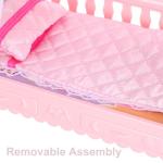 TOYANDONA Dollhouse Bunk Bed 1/12 Scale - Pink Miniature Doll Bunk Bed Dollhouse with Ladder Sheets Pillows for Doll House Furniture Accessories