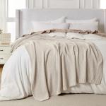Joydeco Chunky Cable Knit Throw Blanket, Lightweight 100% Organic Cotton Soft Cozy Throw Twin Blanket for Couch Bed and Sofa, Rustic Breathable Farmhouse Blanket Gift for Women Men(Beige, 51"x63")