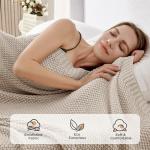 Joydeco Chunky Cable Knit Throw Blanket, Lightweight 100% Organic Cotton Soft Cozy Throw Twin Blanket for Couch Bed and Sofa, Rustic Breathable Farmhouse Blanket Gift for Women Men(Beige, 51"x63")