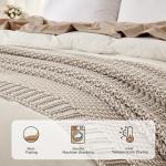 Joydeco Chunky Cable Knit Throw Blanket, Lightweight 100% Organic Cotton Soft Cozy Throw Twin Blanket for Couch Bed and Sofa, Rustic Breathable Farmhouse Blanket Gift for Women Men(Beige, 51"x63")