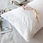 Ranznaz White Lace Pillowcases Standard Size Set of 2, 100% Cotton White Eyelet Pillow Shams, Elegant Farmhouse Envelope Closure Pillow Cover for Bedding, 20 x 26 Inches