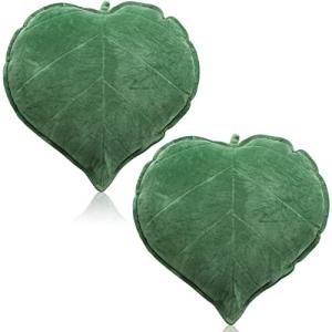 Yookeer 2 Pcs Leaf Shaped Throw Pillow 3D Leaves Plant Decorative Throw Pillows for Couch Living Room Bedroom Sofa Home Decoration, 16 x 16 Inch(Dark Green)