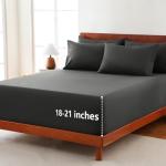 CozyLux Extra Deep Pocket King Size Sheets Set - 6 Piece King Sheets - Luxury Sheet King Size Fits Up to 21 inches Mattresses, Breathable King Sheet Set & Pillowcases - Easy & Secure Fit, Dark Grey