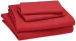 Amazon Basics Kid's Soft, Breathable, Easy-Wash Microfiber 4-Piece Sheet Set, Full, Red, Solid