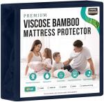 Utopia Bedding Premium Waterproof Mattress Protector, Viscose Made from Bamboo Mattress Cover, Breathable, Fitted Style with Stretchable Pockets (Navy, Full)