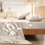 Vipfree Queen Size Sheet Set, Cooling Fitted Sheet and Pillowcase Set, 100% Rayon Derived from Bamboo, Cooling Queen Sheets Set, Hotel Bed Sheets & Pillowcases, 4-Piece, 16 Inch Deep Pockets, Sand