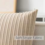 UGASA Velvet 12x20 Inch Lumbar Soft Throw Pillow Cover Boho Farmhouse Decorative Corduroy Striped Both Sides Solid Rectangular Cushion Case for Couch Bedroom Sofa Home, 1 Piece, Beige